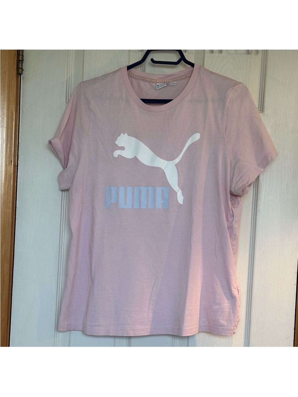 Puma Pink Short Sleeve Logo Tee sz XL